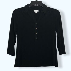 Charter Club Black 3/4 Sleeve Top Sz Sm